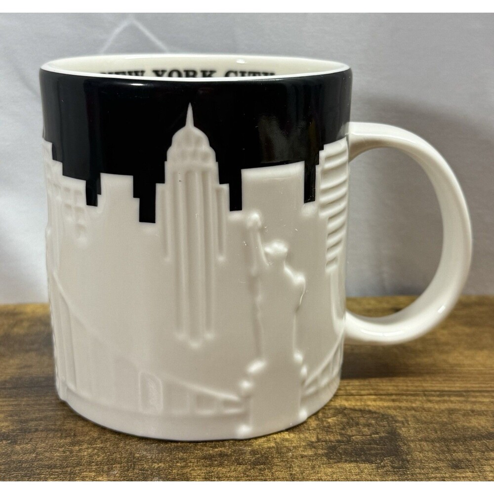 2012 Starbucks Collector Series New York City Relief Embossed Skyline Taxi Cab